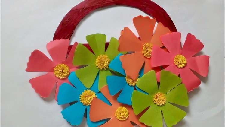 Beautiful paper wall hanging craft ideas 6 | DIY paper flower basket tutorial