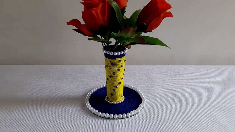 Best Out of Waste CD and wool Craft || Home Decoration Flower Pot.DIY Room Cecor Idea.Waste CD Craft