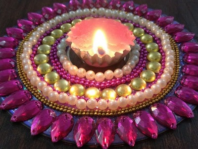 Candle Holder With Old CD | Easy Craft Ideas For Home Decor | Kundan Craft Ideas - Pink House