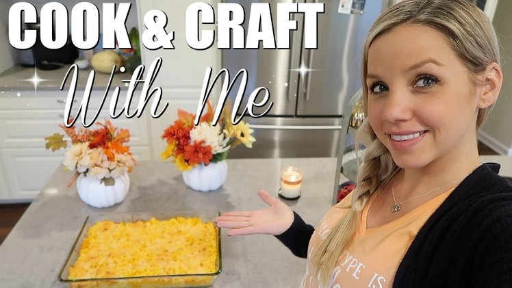 COOK & CRAFT WITH ME. butternut squash mac & cheese + diy dollar tree pumpkin centerpiece