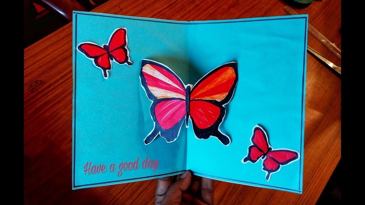 DIY 3D butterfly POP UP card Crafts-Handmade Craft