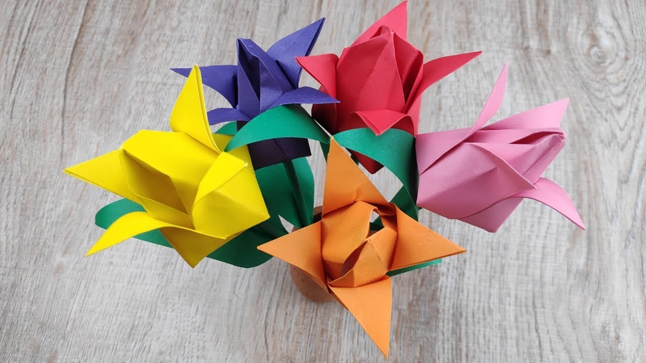 flower diy 3d paper tulip flowers craft how to make easy flowers how to make tulip flower with craft paper