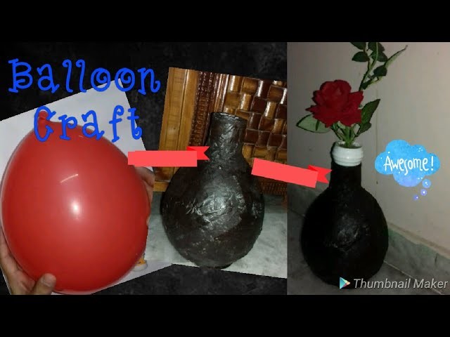 DIY Balloon Vase.Balloon and newspaper craft.How to make flower vase with balloon.Balloon craft diy