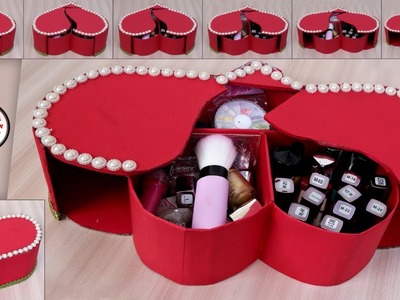 DIY Heart Shaped Organizer Box || Dressing Table Organization Craft Idea || Handmade Craft Idea