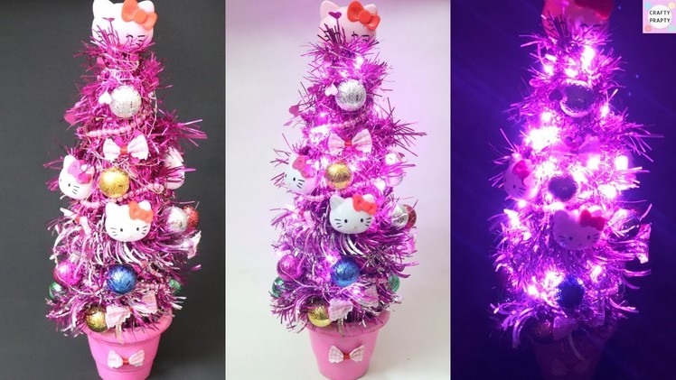 DIY Hello kitty Tree Lamp with Plastic Bottle. Waste Bottle Craft. How to make tree With bottle