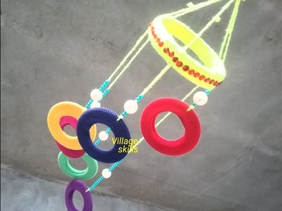 DIY Homedecor ideas,hair rubber bands craft ideas,very easy wool craft ideas, Awesome wind chime diy