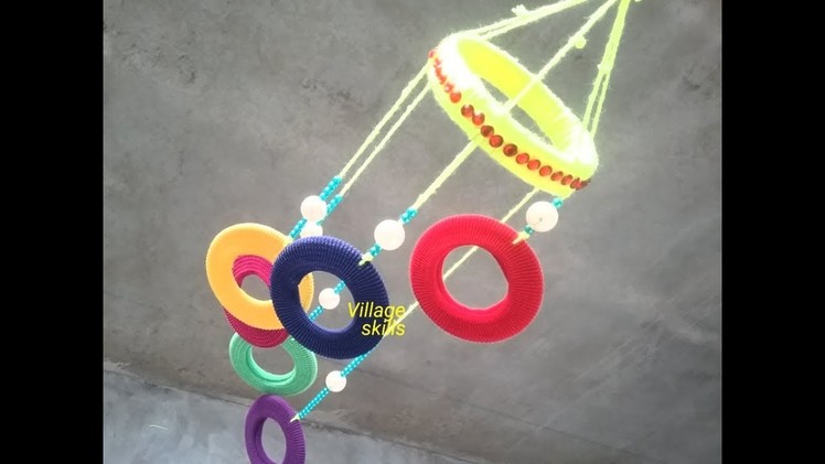 DIY Homedecor ideas,hair rubber bands craft ideas,very easy wool craft ideas, Awesome wind chime diy