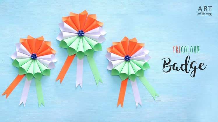 DIY Independence Day Badge|Tricolor Badge|15th August Craft Ideas