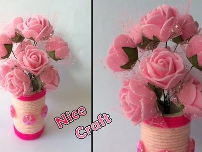 DIY make Flower Vase with PVC pipe Wool | GULDASTA | Wool craft | PVC pipe ideas | basic craft ideas