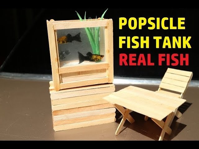 DIY Popsicle Real Fish Aquarium Craft. Creating Fish Tank Using Ice Cream Stick