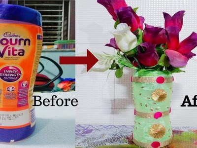 DIY | Reuse idea of Bournvita bottle | Best out of waste bottle craft ideas | Flower vase