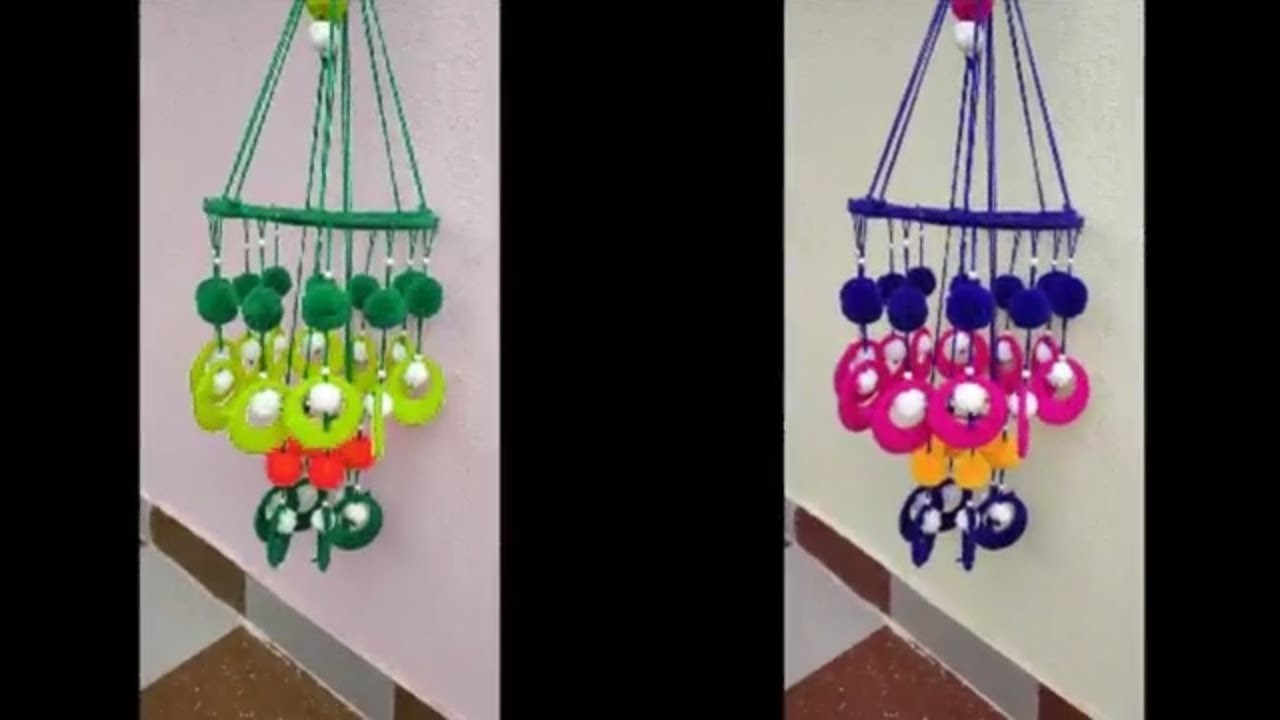 Diy Wall Hanging Craft Ideas l Diy Woolen Pom Pom Wall Hanging l