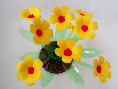 DIY: Waste Bottle Craft!!! How to Make Beautiful Flower Tob With Plastic Bottles!!!