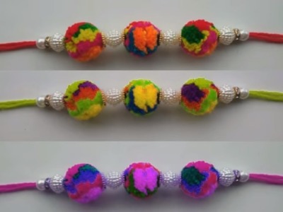 How to 7 Colour Pom Pom RAKHI MAKING CRAFT IDEAS.BEAUTIFUL CRAFT FOR RAKHI MAKING.RAKHI For craft