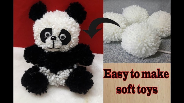 How to make a panda with Woolen pompom | Woolen panda craft | Easy Pom Pom Craft Idea