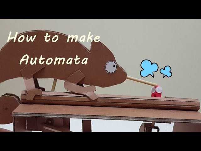 How to make automata toy DIY from cardboard(craft chameleon toy)