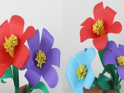 How to Make Beautiful Paper Stick Flower | DIY Hand Craft Ideas for Room | Making Paper Stick Flower