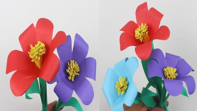 How to Make Beautiful Paper Stick Flower | DIY Hand Craft Ideas for Room | Making Paper Stick Flower
