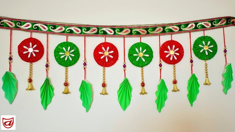 How to make Door hanging Toran from old bangles and wool | Front door decor craft ideas