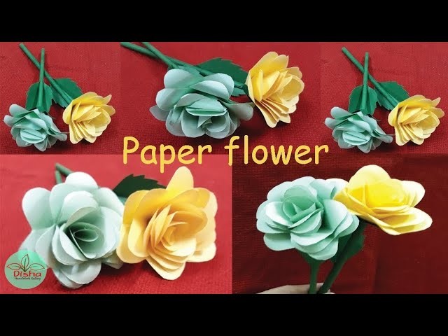 how to make paper rose flower diy paper craft handicraft disha handicraft paper flower