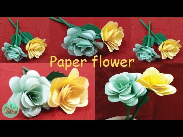 How to Make Paper Rose Flower.DIY.Paper Craft.Handicraft.Disha Handwork Gallery#93
