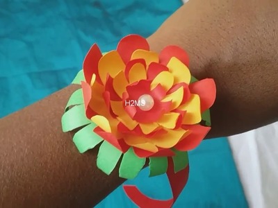 How to make simple Rakhi ,paper craft ideas l DIY paper lotus Rakhi l wrist bracelet l Rakshabandan