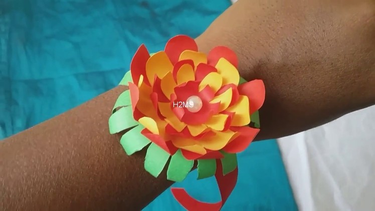 How to make simple Rakhi ,paper craft ideas l DIY paper lotus Rakhi l wrist bracelet l Rakshabandan