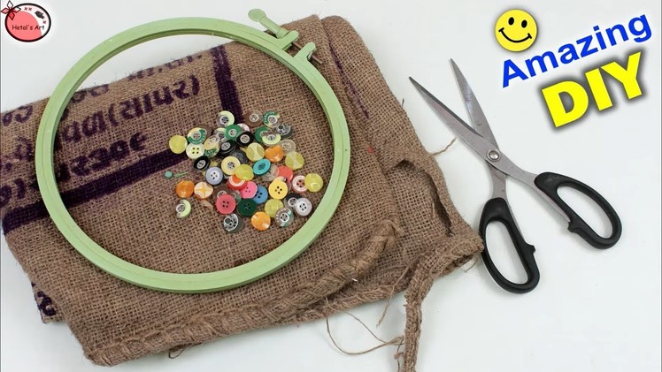 Jute Bag Reuse Craft Idea || DIY Wall Clock Making at Home || DIY Room Decor || Handmade Craft Idea