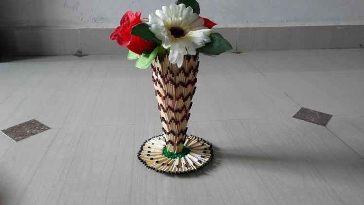 Matchstick art craft and idea | how to make matchstick flower pot. . .