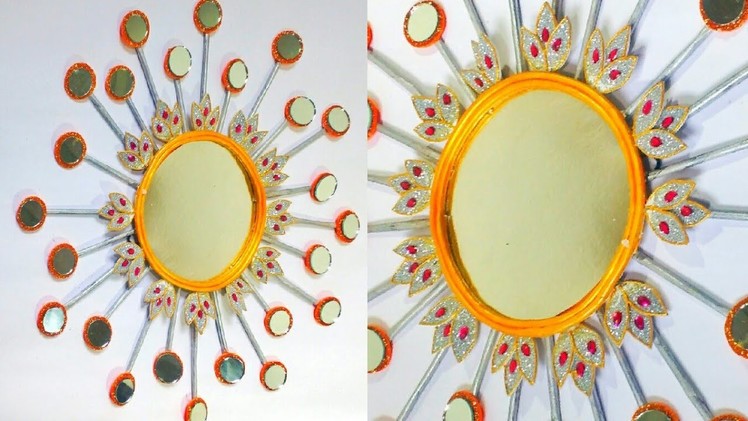 Newspaper Craft | Mirror Wall Decor | Unique Wall Decor | DIY | Sun Burst | By Punekar Sneha