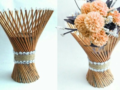 Newspaper flower vase | flower vase making | newspaper craft | HMA##170