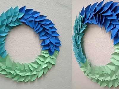 Paper Leaf Wall Hanging Wreath - DIY Easy Hanging Paper craft Tutorial - Wall Decoration ideas