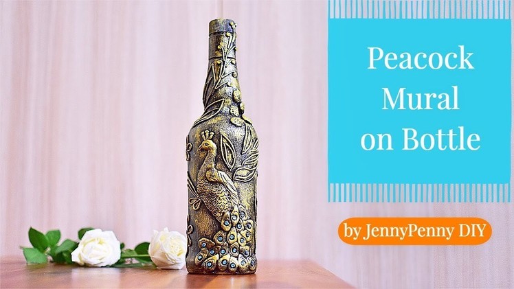 Peacock Mural bottle decoration ideas|Bottle decorating ideas|Bottle Craft|Bottle art|Antique bottle
