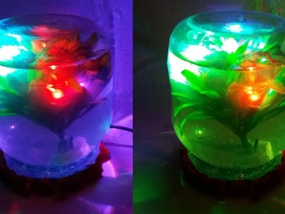 Plastic bottle craft ideas ||candle light showpiece ||plastic bottle showpice||dustu pakhe