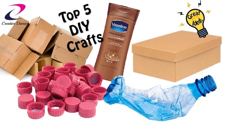 Top 5 Waste Material Craft Compilation I Best out of Waste I Creative Diaries