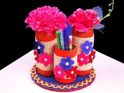 Waste Material Craft - Aluminium Can Recycling - Pen Holder and Flower Vase