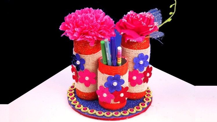 Waste Material Craft - Aluminium Can Recycling - Pen Holder and Flower Vase