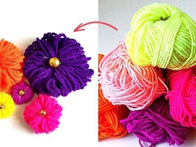 Woolen thread craft | Handmade woolen flower making | DIY Woolen flower ideas | wool craft
