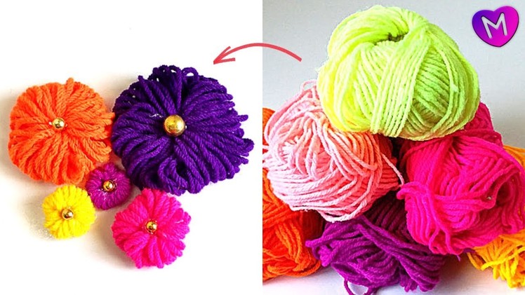 Woolen thread craft | Handmade woolen flower making | DIY Woolen flower ideas | wool craft