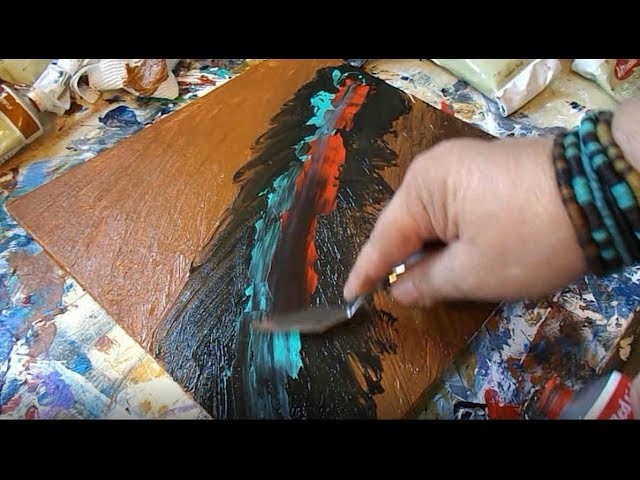 DIY Abstract Painting. Acrylic Paint. Palette Knife. Paper Towels. DETAILED