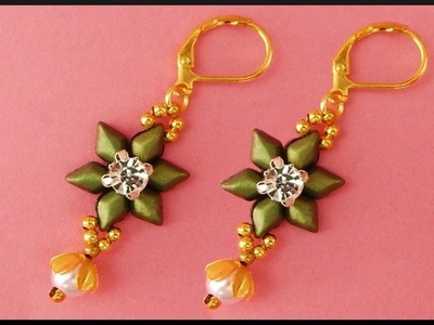 DIY | Beaded Gemduo Flower Earrings | Beadwork Jewelry | Blumen Perlen Ohrringe