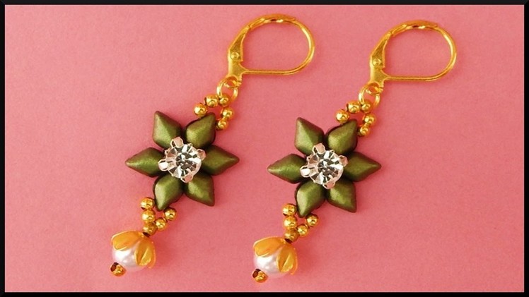 DIY | Beaded Gemduo Flower Earrings | Beadwork Jewelry | Blumen Perlen Ohrringe