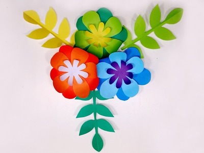 DIY:Beautiful Paper Flower Making Wall Decoration Step by Step|Paper Craft| Jarine's Crafty Creation