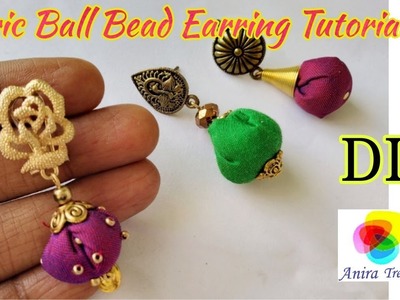 DIY Fabric Bead Ball Earring Tutorial. Silk Raw Silk Cotton Fabric Jewellery