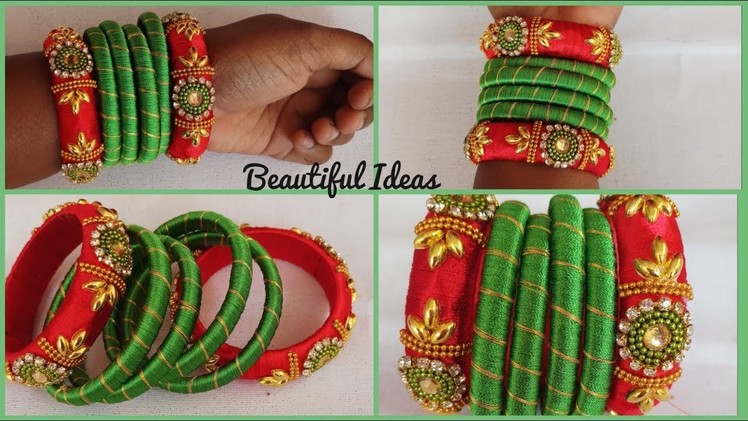 #DIY.How to make Silk thread Designer Bangles at home.Beautiful Ideas.Reuse Ideas.Jewellery tutorial