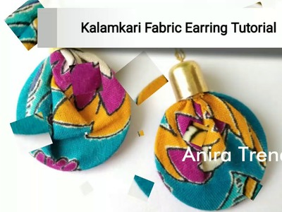 DIY Kalamkari Fabric Earring Tutorial under 5 mins Simple Beautiful Easy