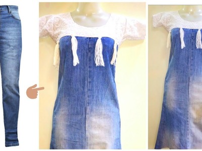 DIY Old Jeans Into denim top. dress
Recycle.Reuse Old Jeans