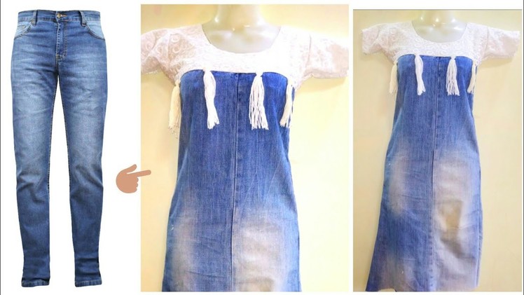 DIY Old Jeans Into denim top. dress
Recycle.Reuse Old Jeans