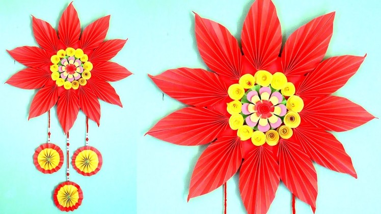 Diy paper flower wall hanging | Color paper wall hanging | How To Make Easy color paper wall hanging