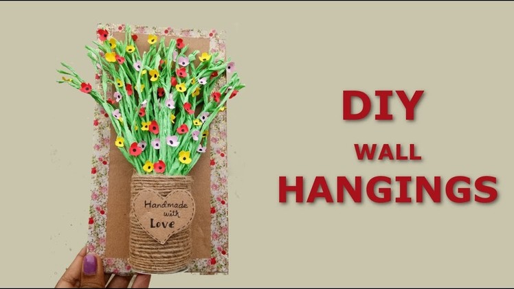 Diy Paper  Flowers Wall Hangings. Wall decoration ideas.How to make easy paper flower wall hanging